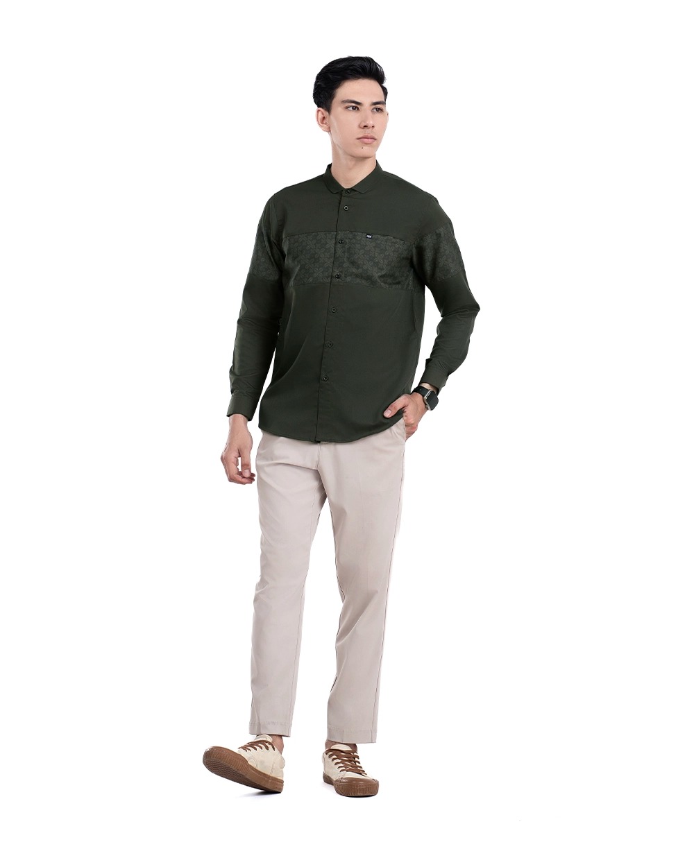 Baju Koko Pria Modern Fadkhera X MPD 2 Lengan Panjang | Pendek Dark Olive