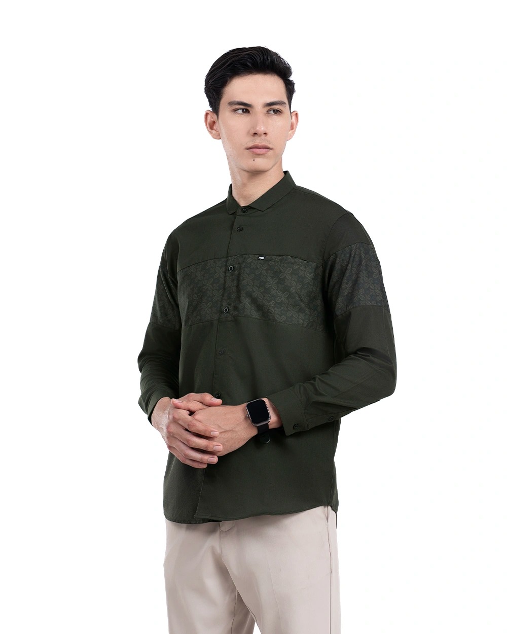 Baju Koko Pria Modern Fadkhera X MPD 2 Lengan Panjang | Pendek Dark Olive