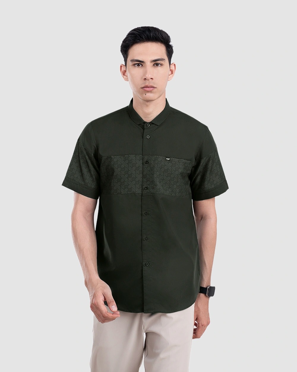 Baju Koko Pria Modern Fadkhera X MPD 2 Lengan Panjang | Pendek Dark Olive