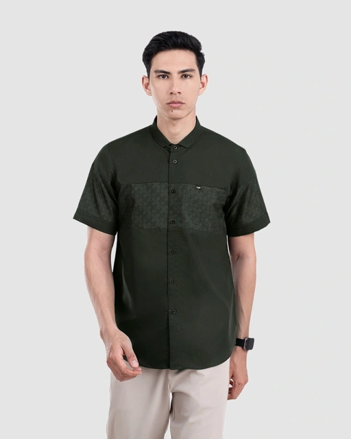 Baju Koko Pria Modern Fadkhera X MPD 2 Lengan Panjang | Pendek Dark Olive