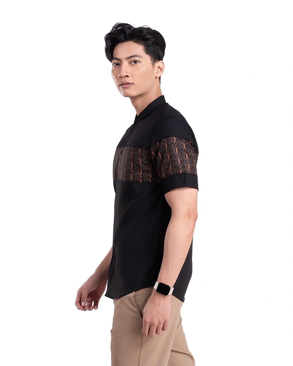 Baju Koko Pria Modern Mansura Lengan Panjang dan Pendek Black