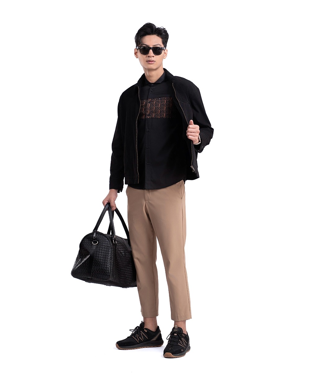 Baju Koko Pria Modern Mansura Lengan Panjang dan Pendek Black