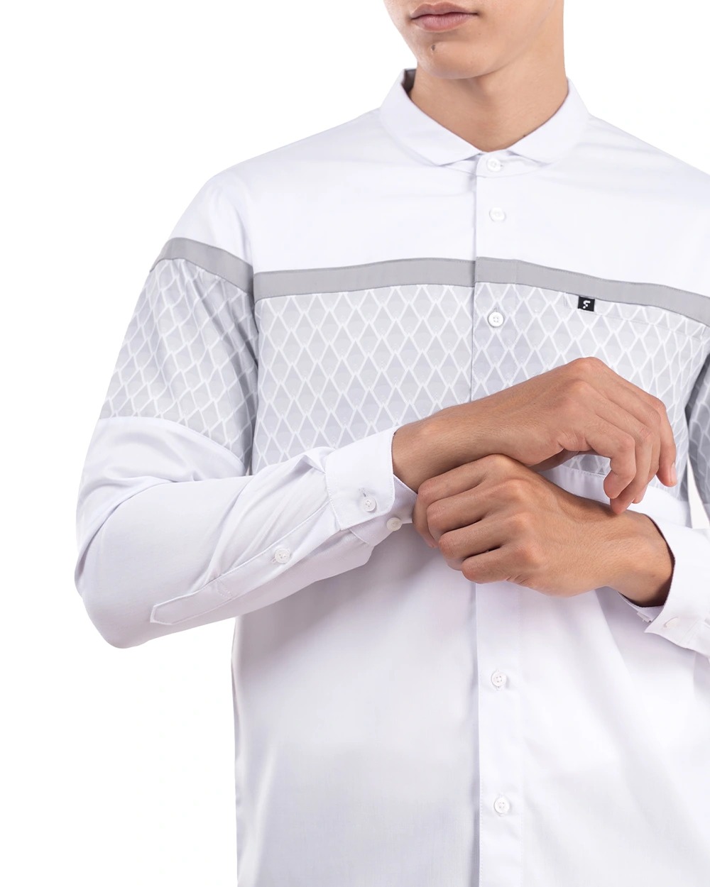 Baju Koko Pria Modern Fadkhera Oman Lengan Panjang White