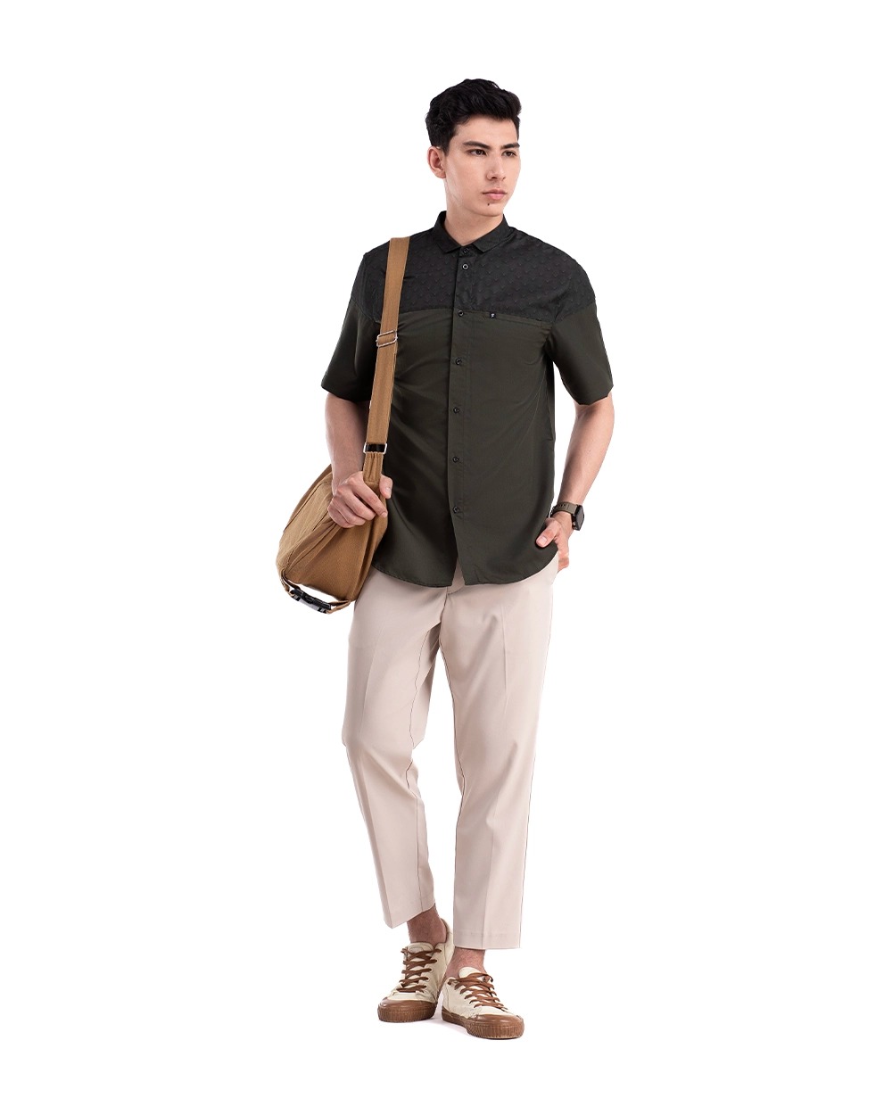 Baju Koko Pria Modern Raslan Lengan Panjang | Pendek Dark Olive