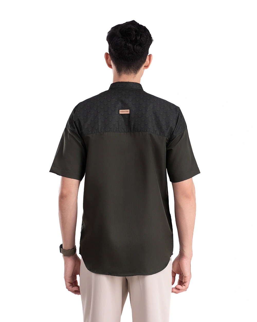 Baju Koko Pria Modern Raslan Lengan Panjang | Pendek Dark Olive
