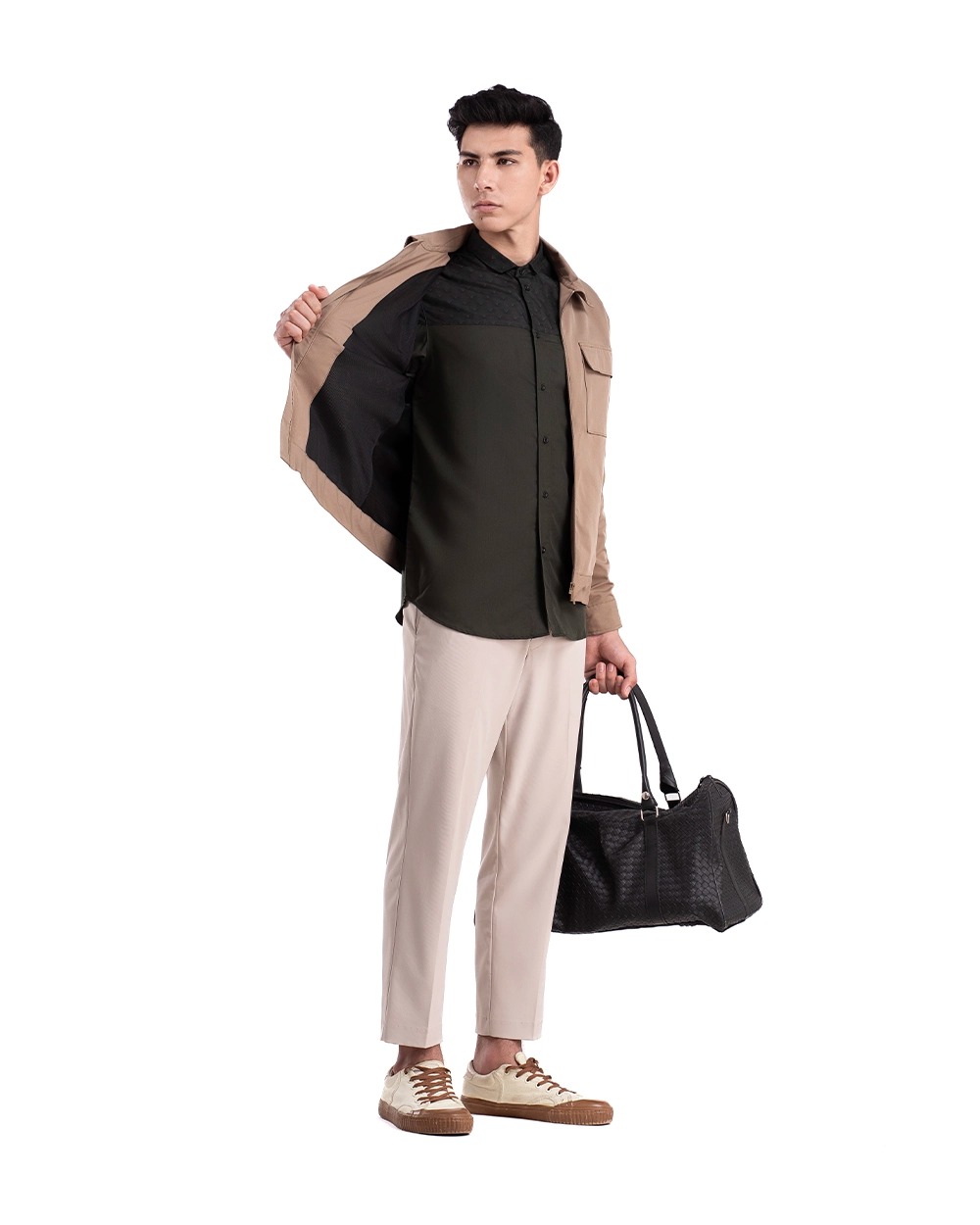 Baju Koko Pria Modern Raslan Lengan Panjang | Pendek Dark Olive