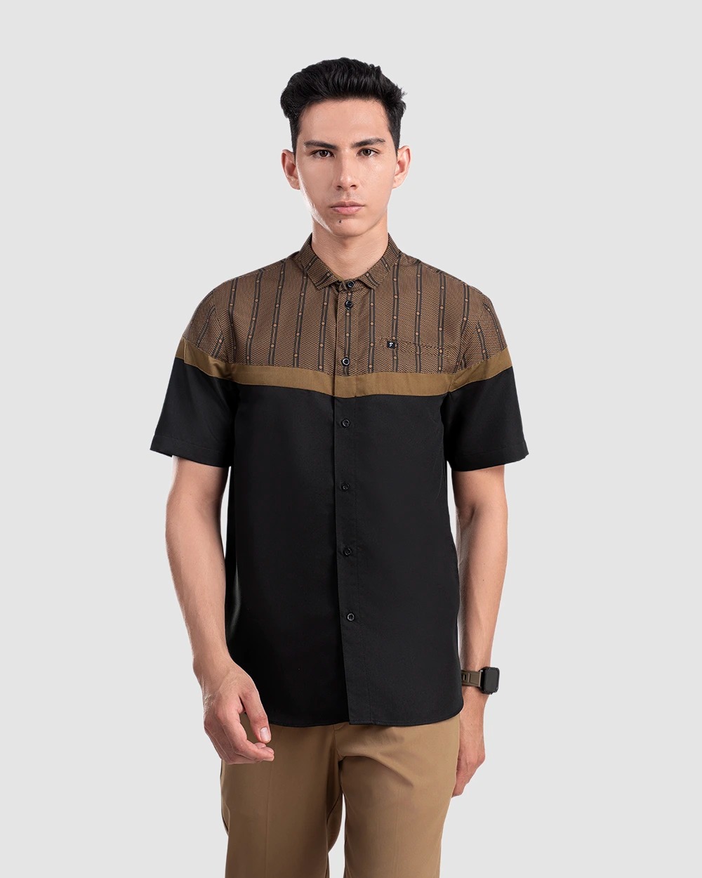 Baju Koko Pria Modern Ruzafa Lengan Panjang dan Pendek Hitam