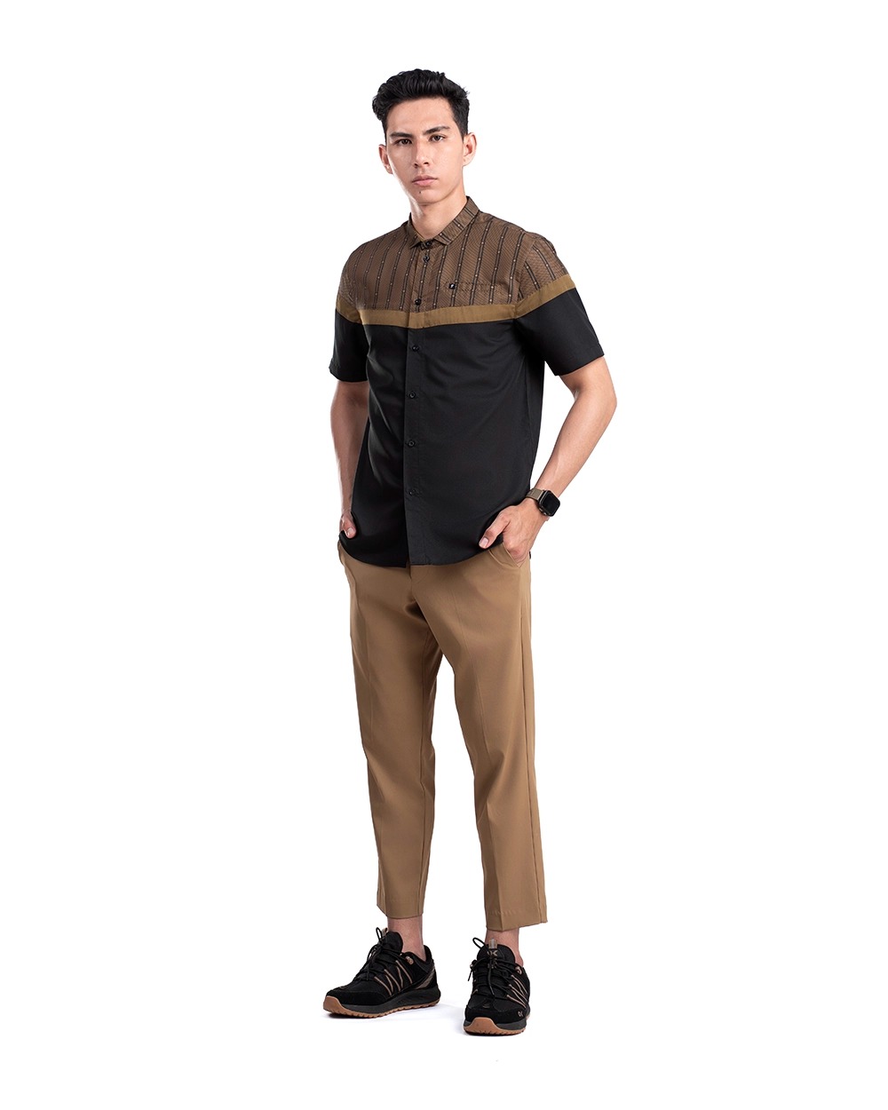 Baju Koko Pria Modern Ruzafa Lengan Panjang dan Pendek Hitam