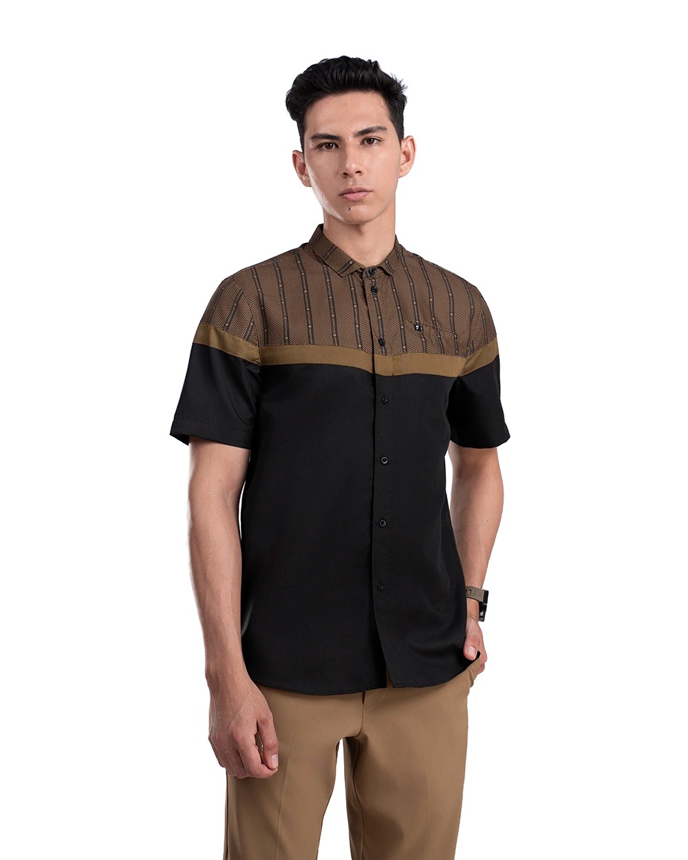 Baju Koko Pria Modern Ruzafa Lengan Panjang dan Pendek Hitam