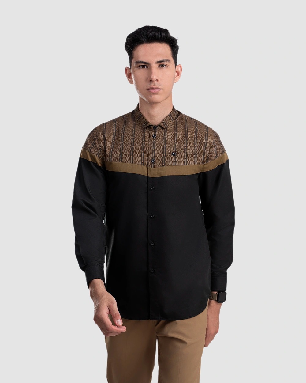 Baju Koko Pria Modern Ruzafa Lengan Panjang dan Pendek Hitam