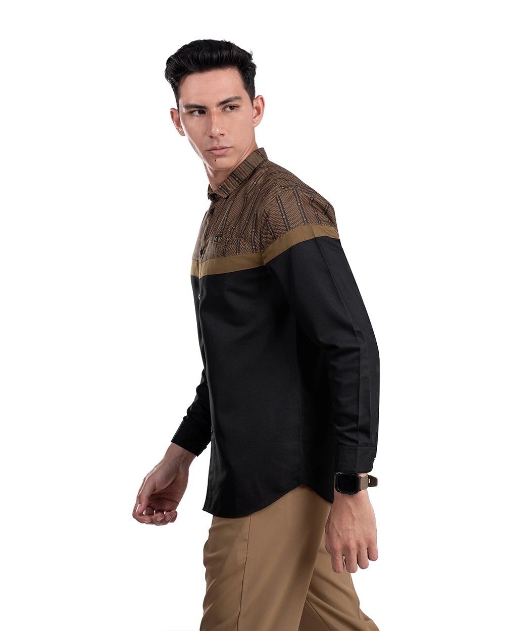 Baju Koko Pria Modern Ruzafa Lengan Panjang dan Pendek Hitam