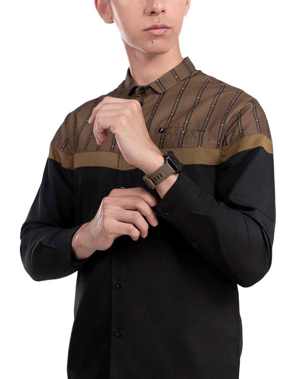 Baju Koko Pria Modern Ruzafa Lengan Panjang dan Pendek Hitam