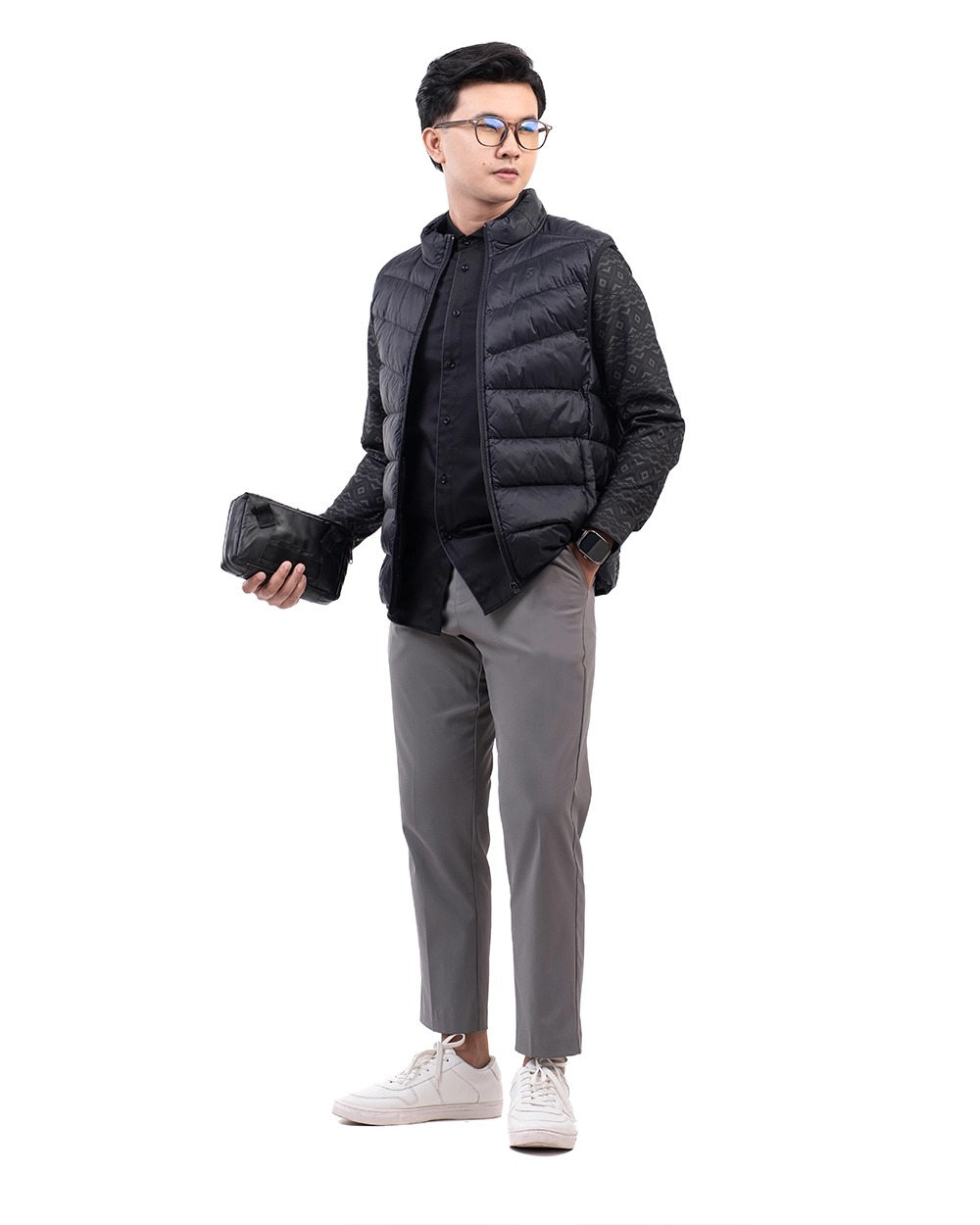 Baju Koko Pria Modern Thariq Lengan Panjang | Pendek Black