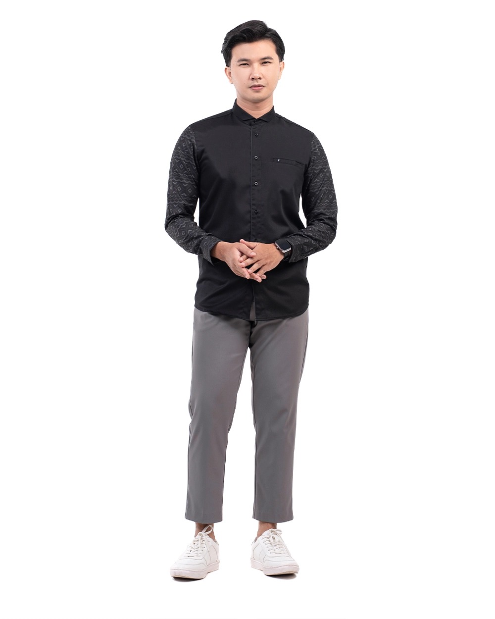 Baju Koko Pria Modern Thariq Lengan Panjang | Pendek Black