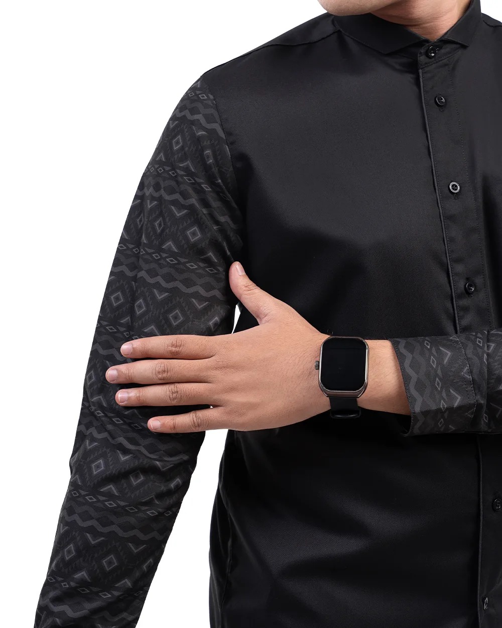 Baju Koko Pria Modern Thariq Lengan Panjang | Pendek Black