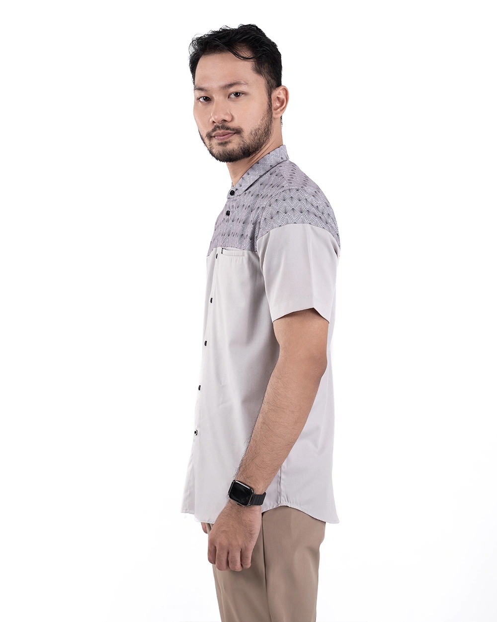 Baju Koko Pria Modern Ukail Lengan Panjang dan Pendek Taupe