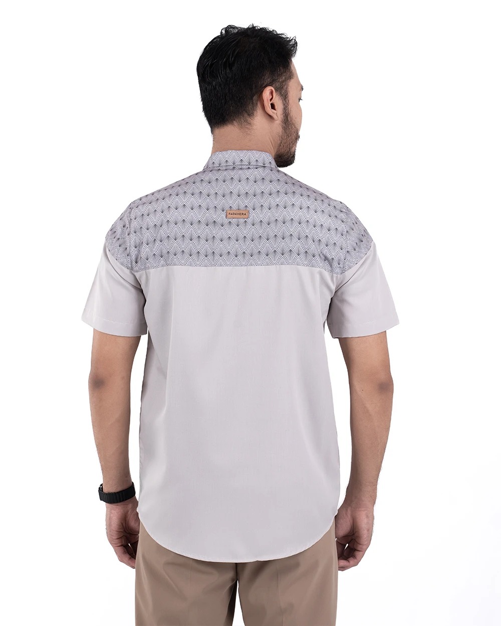 Baju Koko Pria Modern Ukail Lengan Panjang dan Pendek Taupe