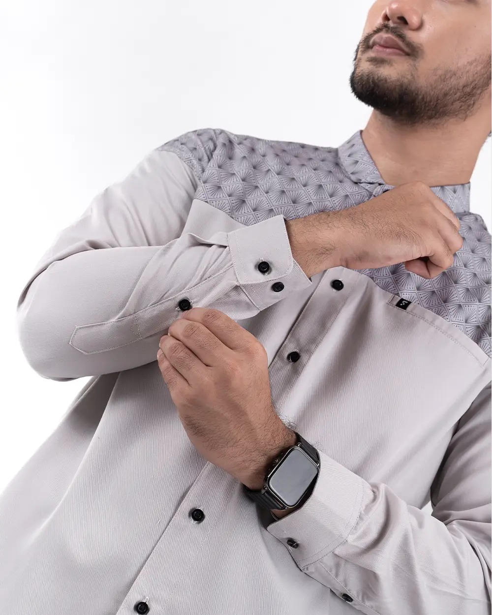 Baju Koko Pria Modern Ukail Lengan Panjang dan Pendek Taupe