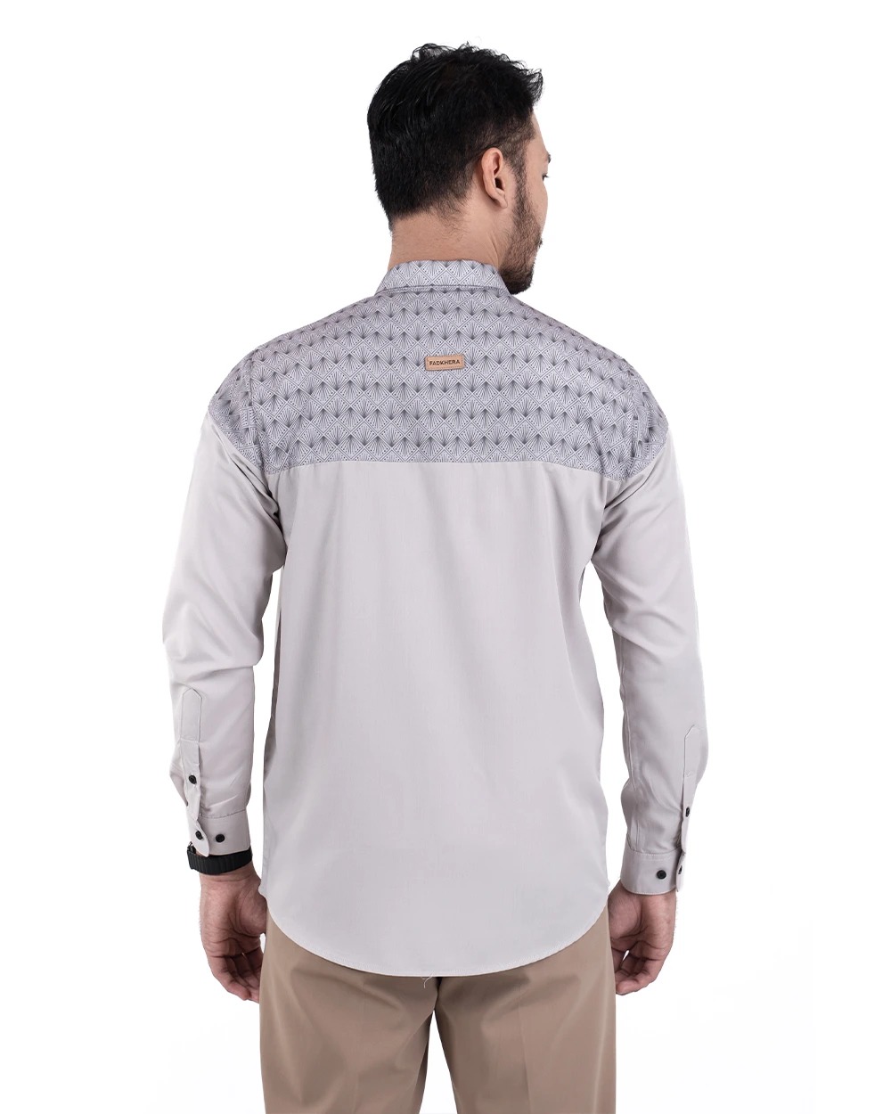 Baju Koko Pria Modern Ukail Lengan Panjang dan Pendek Taupe