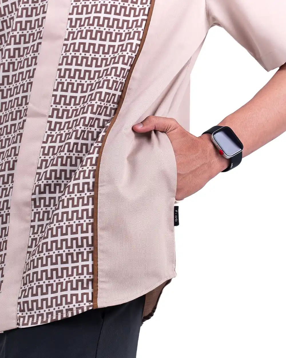 Baju Koko Pria Modern Fadkhera X ANB 5 Lengan Panjang Pendek Taupe