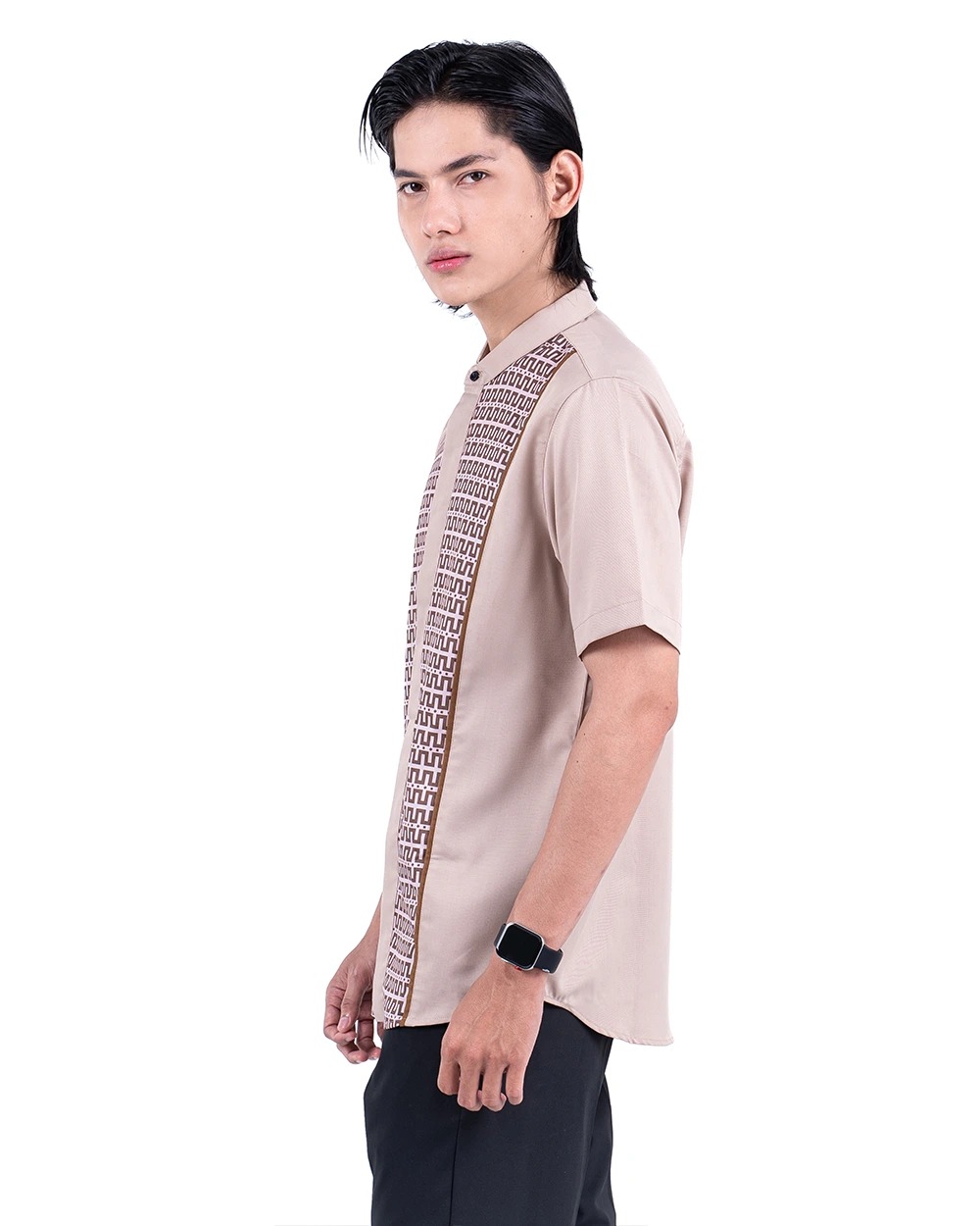 Baju Koko Pria Modern Fadkhera X ANB 5 Lengan Panjang Pendek Taupe