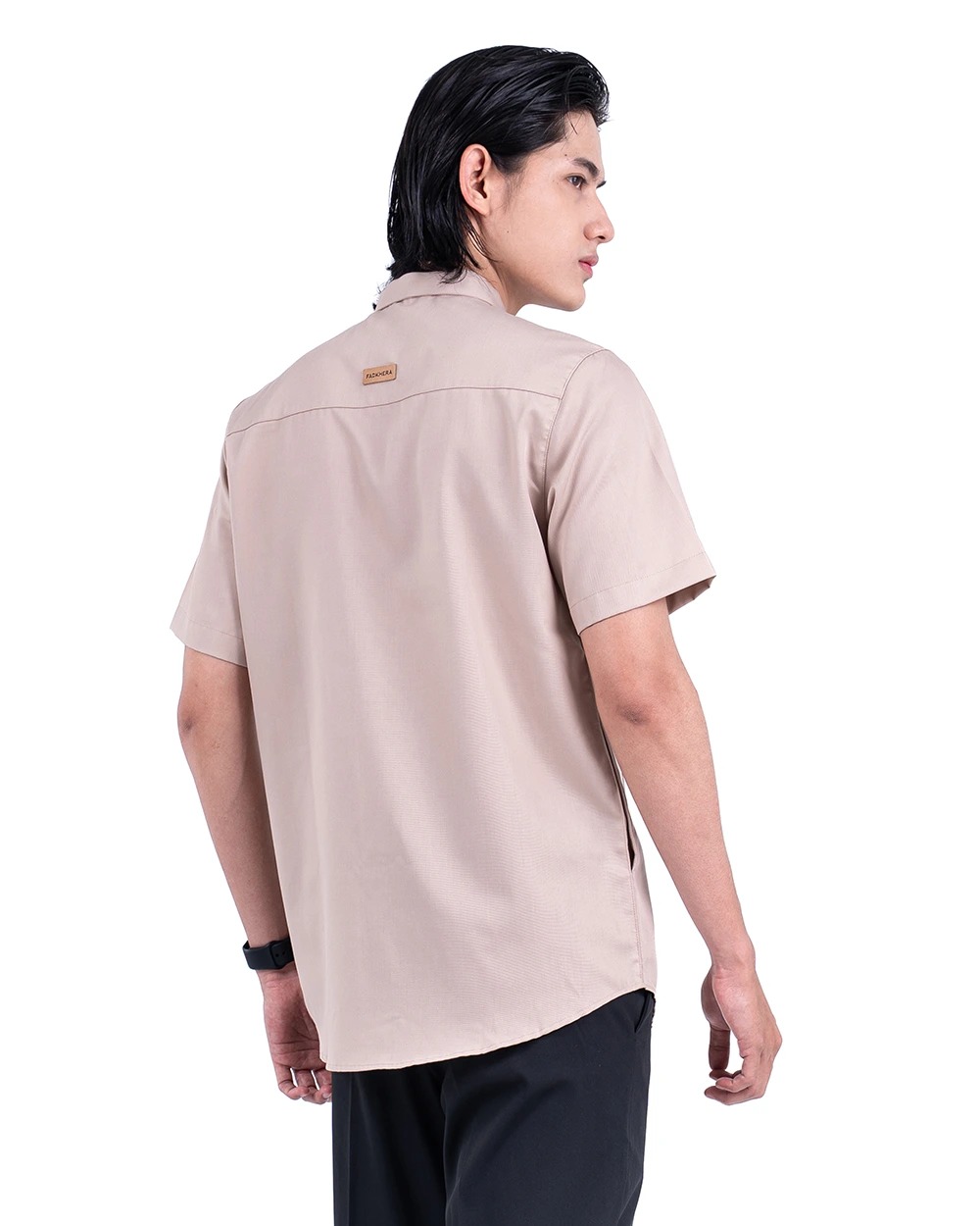 Baju Koko Pria Modern Fadkhera X ANB 5 Lengan Panjang Pendek Taupe