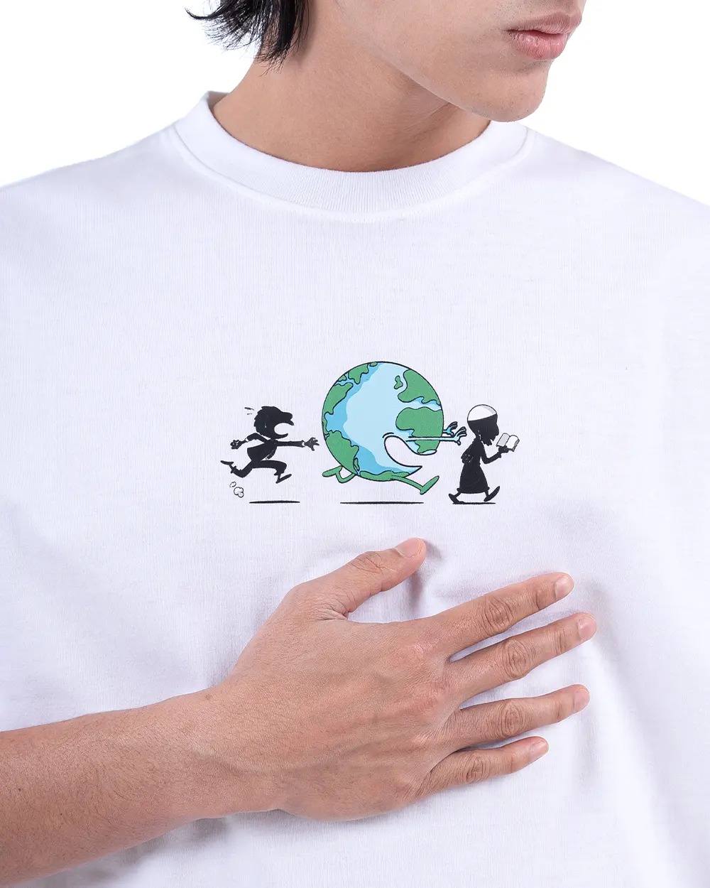 MS Chasing Dunya T-Shirt Oversized White Bluish