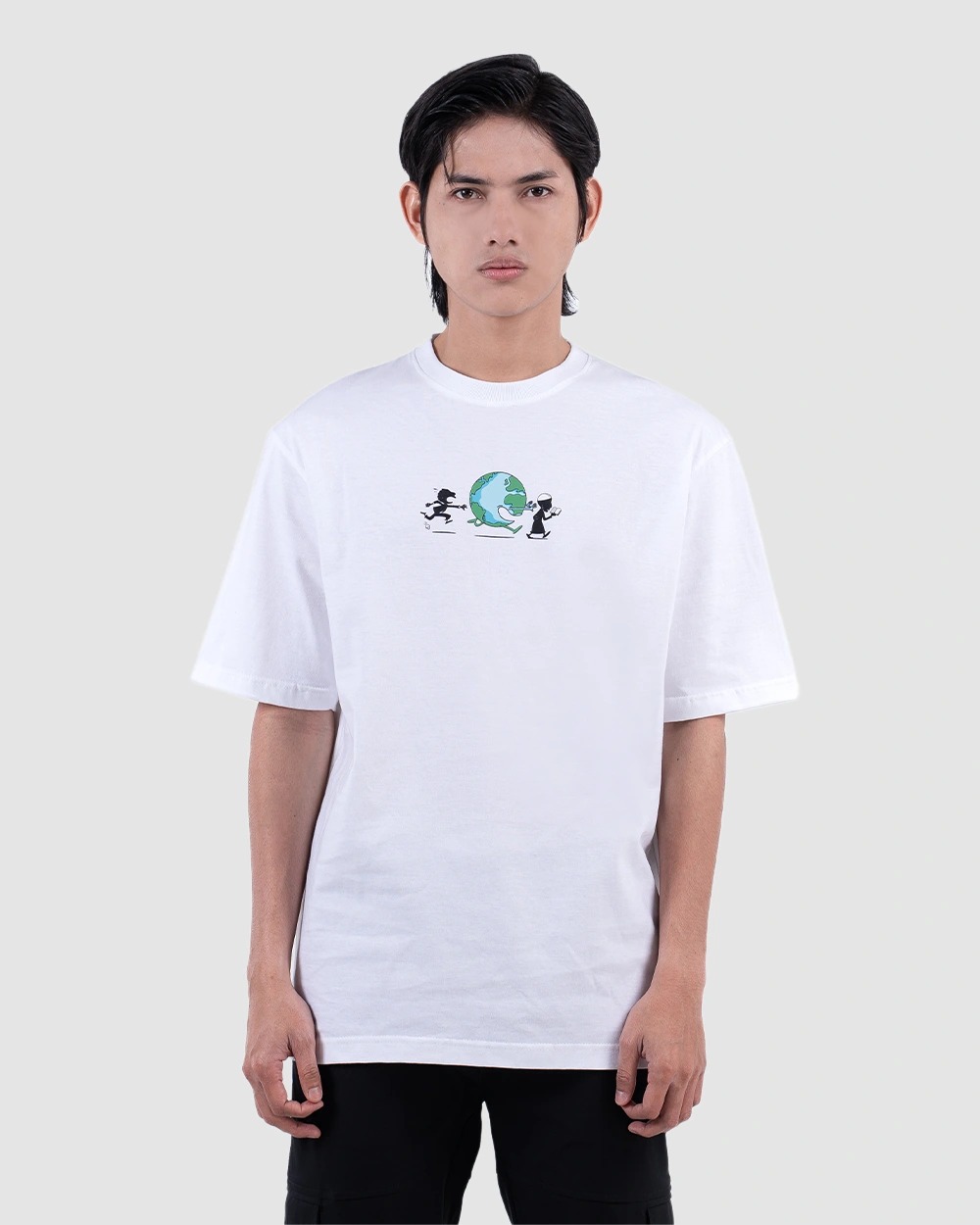 MS Chasing Dunya T-Shirt Oversized White Bluish