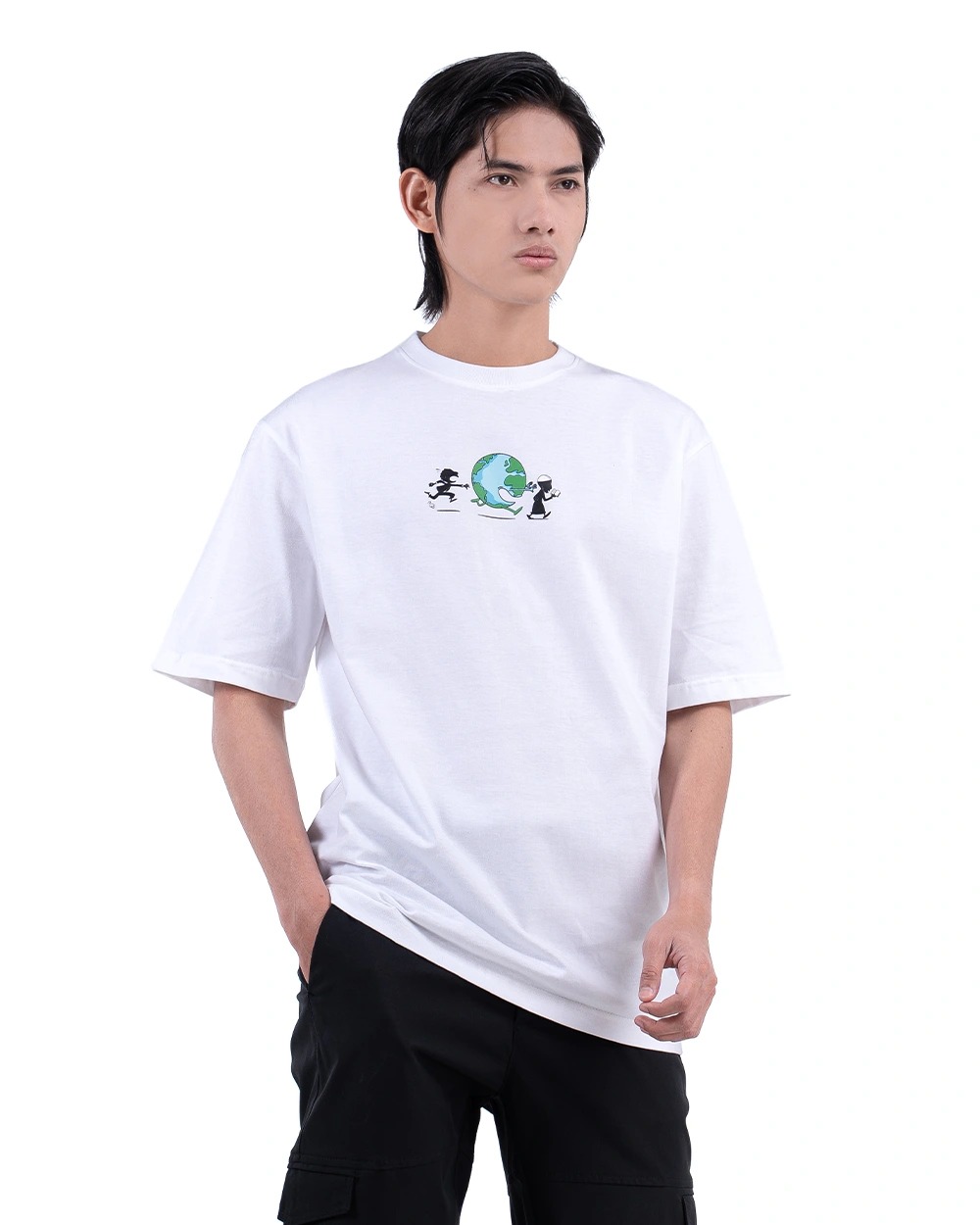 MS Chasing Dunya T-Shirt Oversized White Bluish