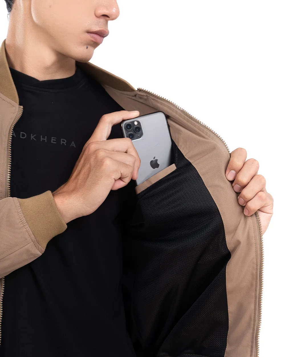 Nadeem 2.0 Stretch Bomber Jacket Golden Brown dan Navy