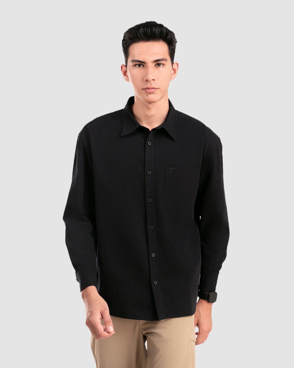 Oshie Oversized Shirt Forest Green, Khaki, dan Black