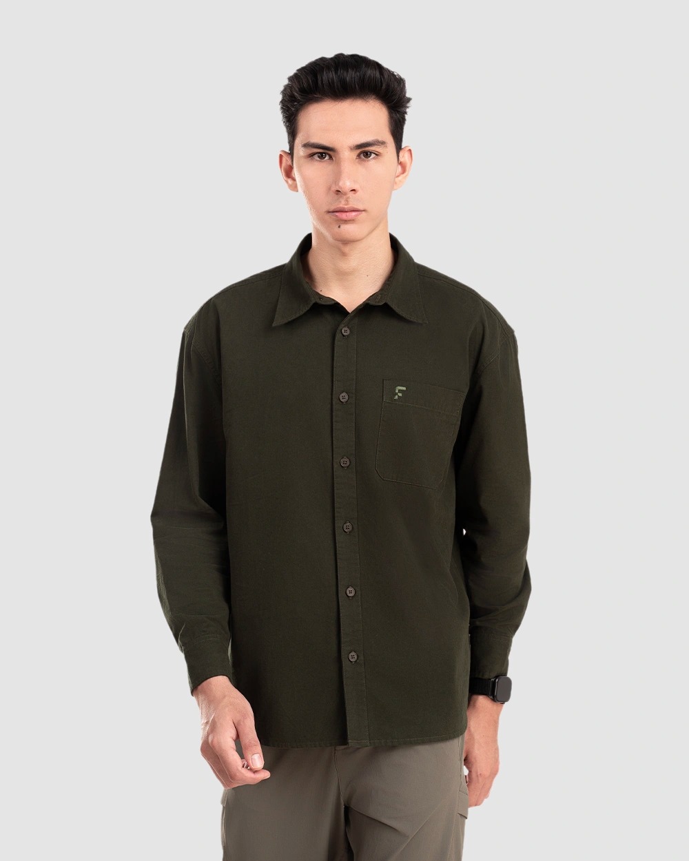Oshie Oversized Shirt Forest Green, Khaki, dan Black