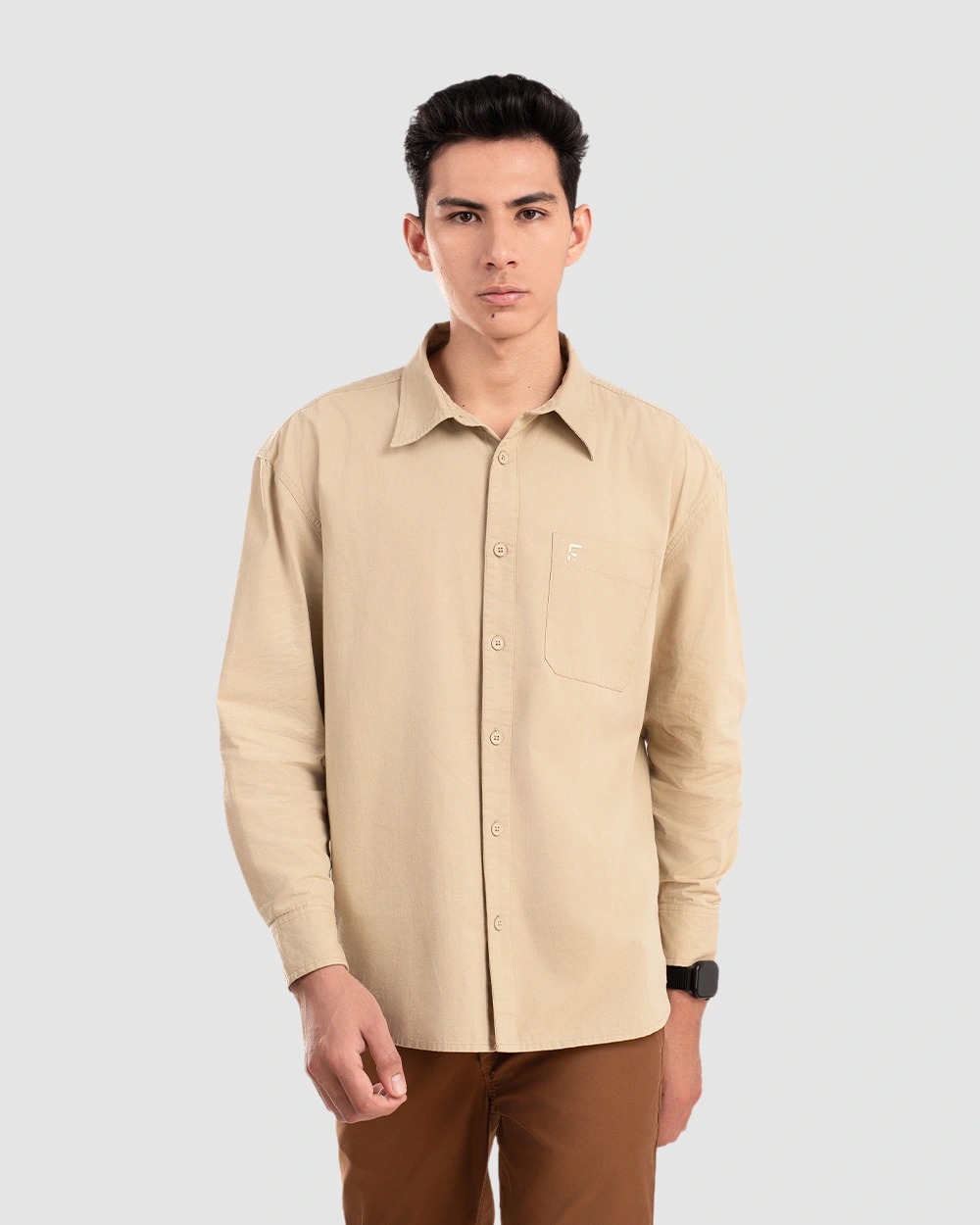 Oshie Oversized Shirt Forest Green, Khaki, dan Black