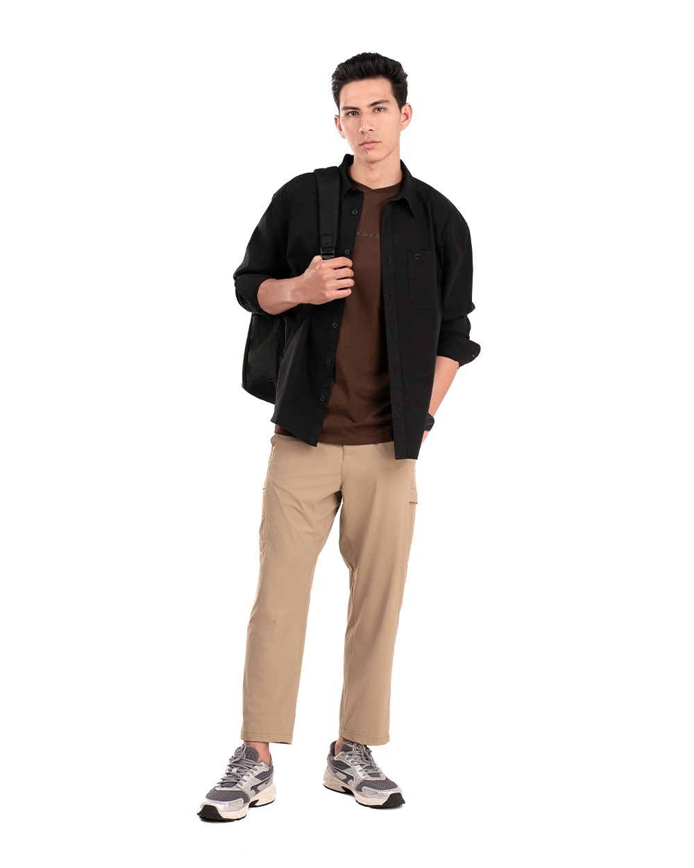 Oshie Oversized Shirt Forest Green, Khaki, dan Black