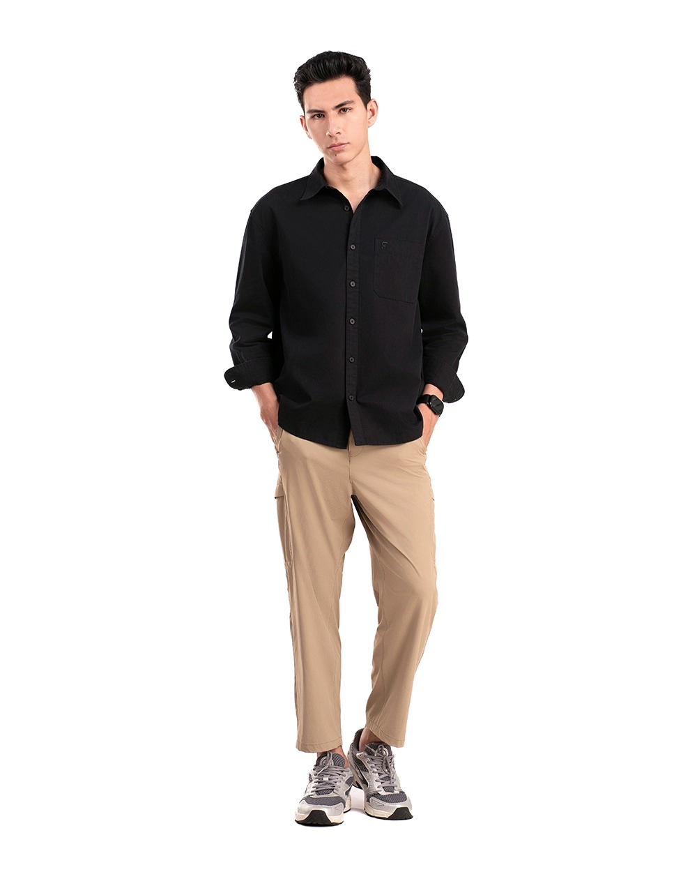 Oshie Oversized Shirt Forest Green, Khaki, dan Black