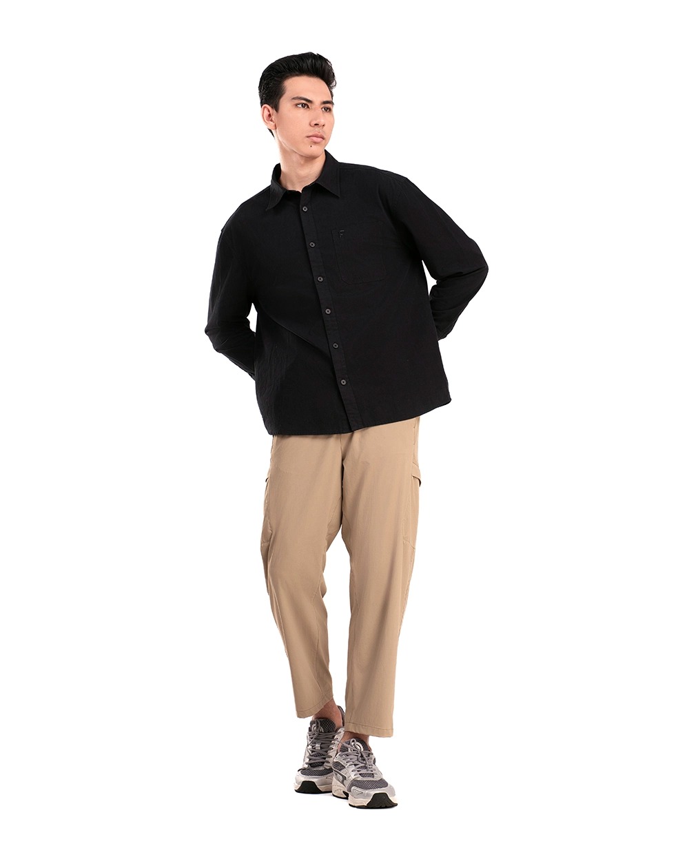 Oshie Oversized Shirt Forest Green, Khaki, dan Black