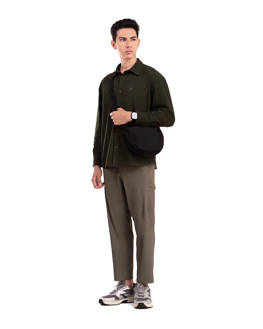 Oshie Oversized Shirt Forest Green, Khaki, dan Black