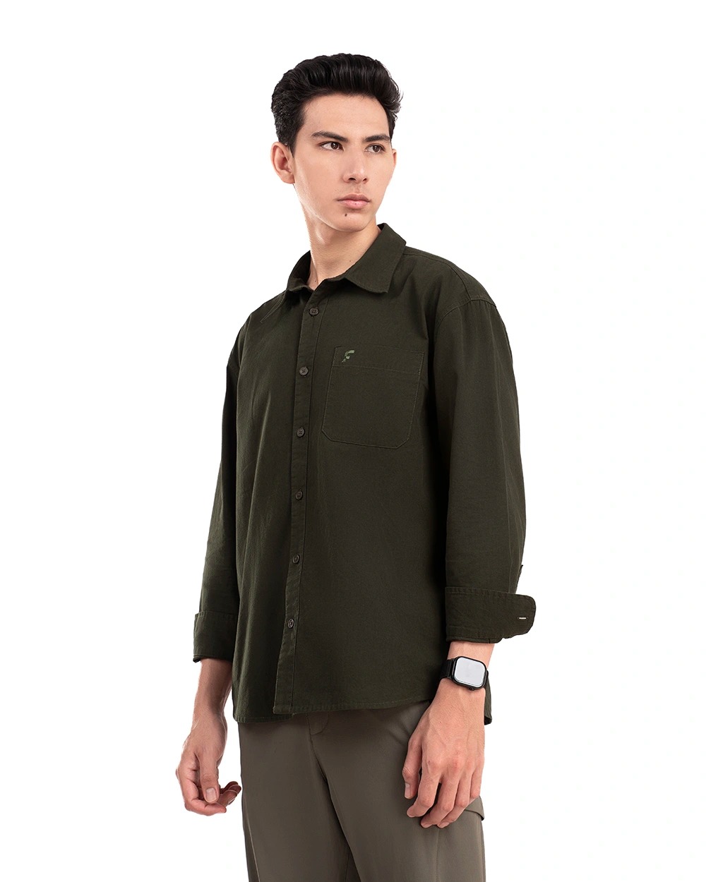 Oshie Oversized Shirt Forest Green, Khaki, dan Black