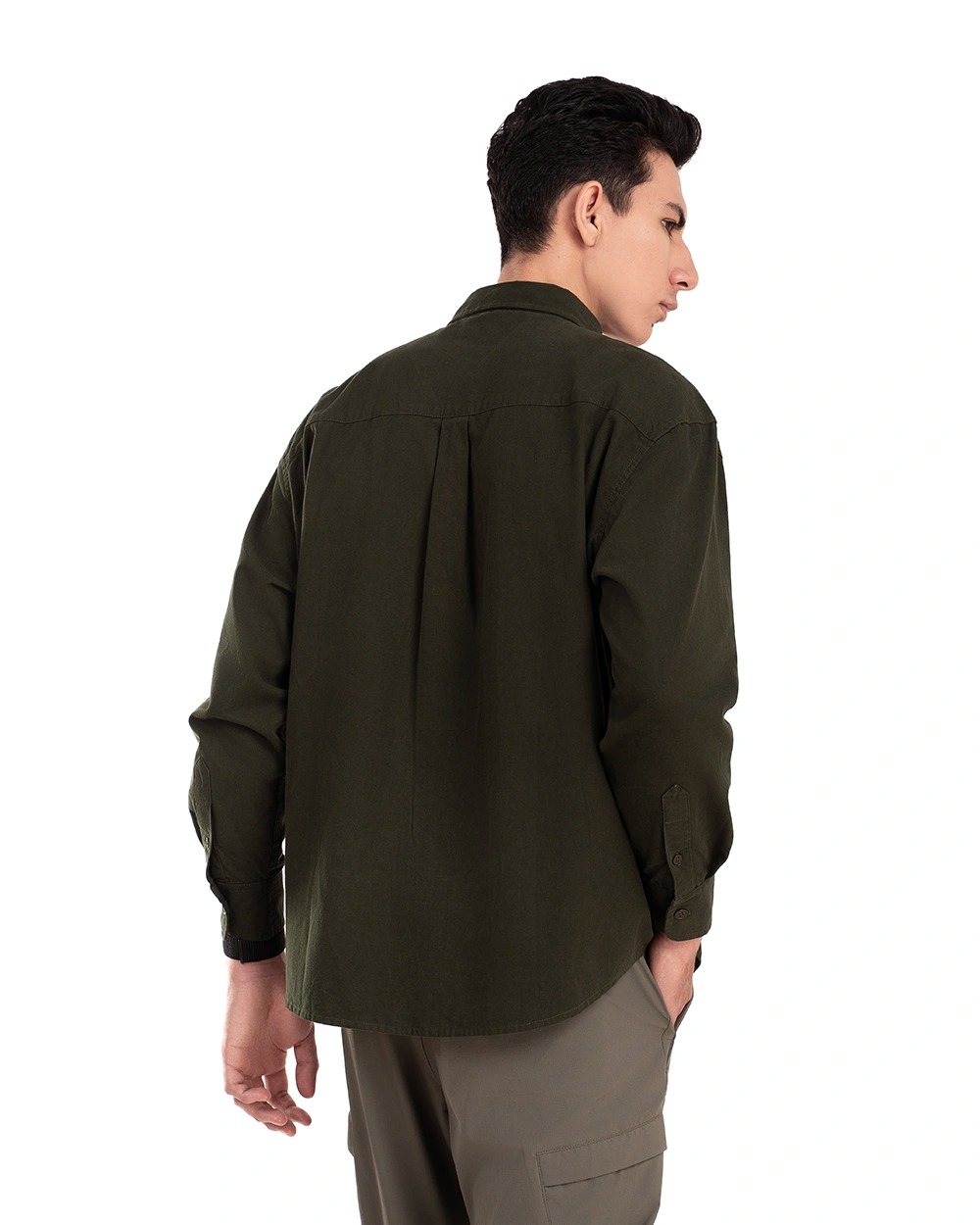 Oshie Oversized Shirt Forest Green, Khaki, dan Black