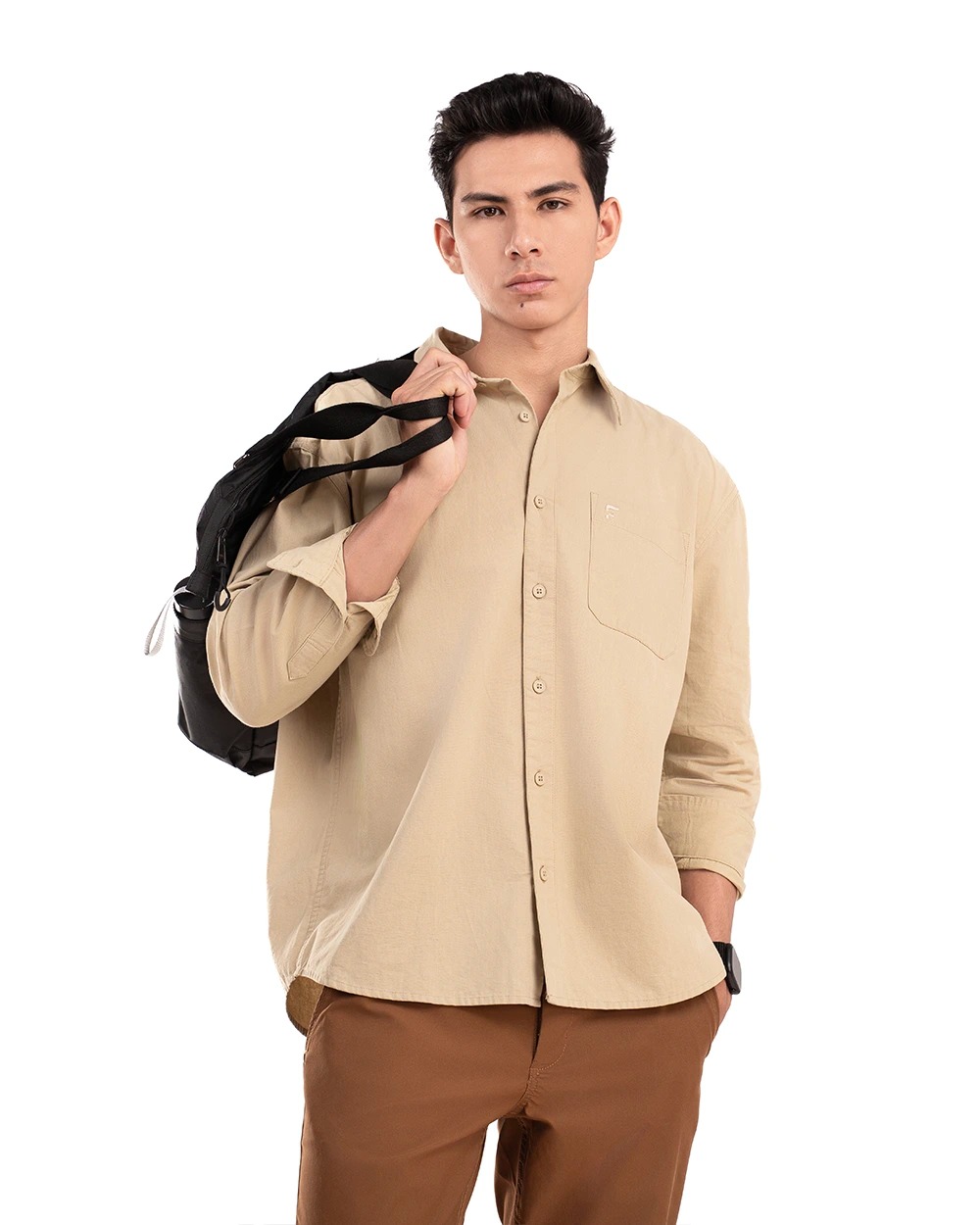 Oshie Oversized Shirt Forest Green, Khaki, dan Black