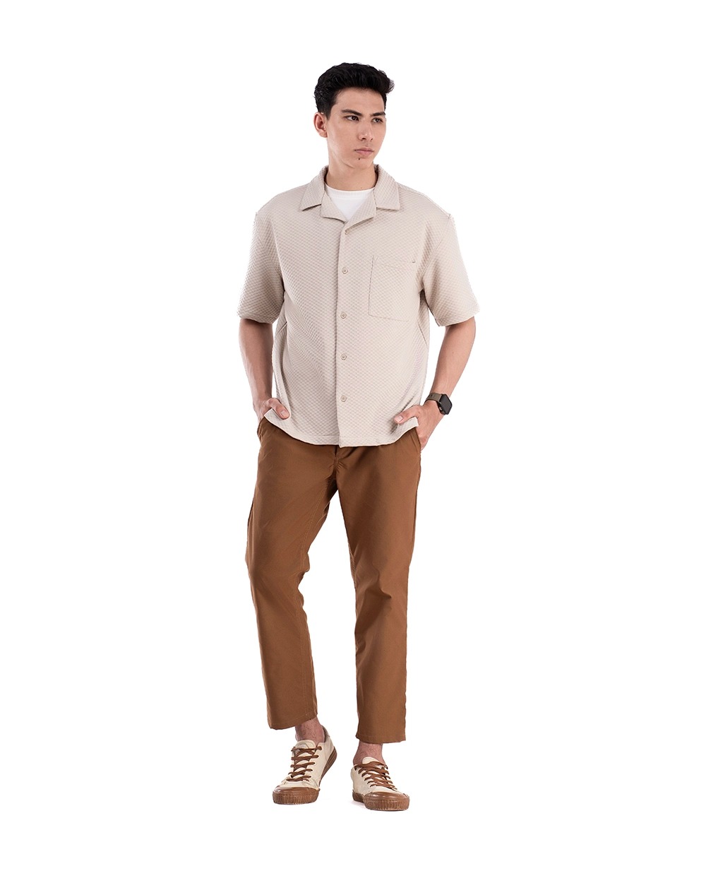 Rexi Relaxed Shirt Cream, Black, dan Khaki