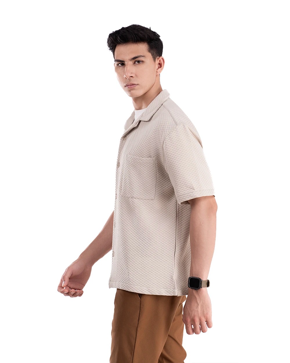 Rexi Relaxed Shirt Cream, Black, dan Khaki