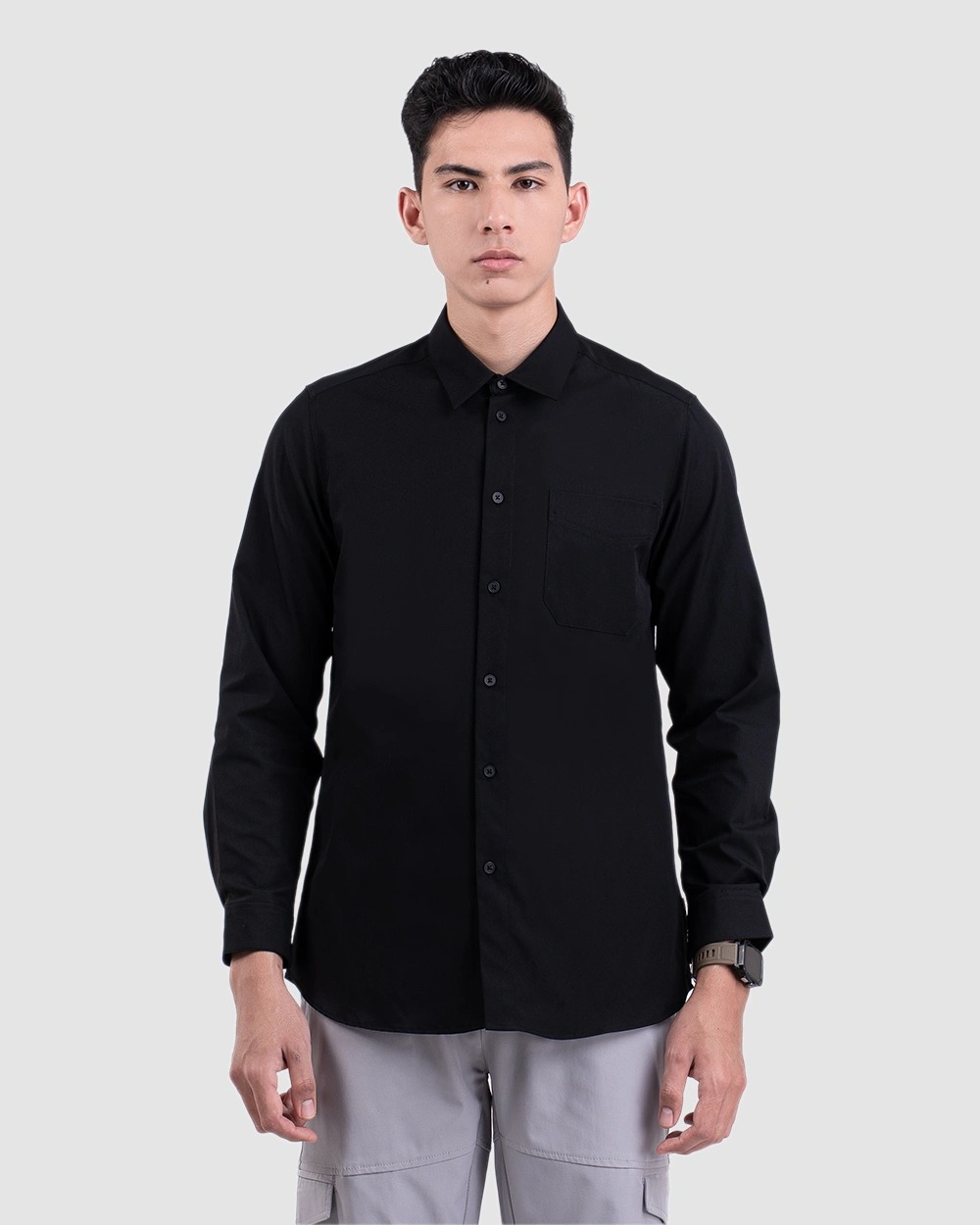 Halyd Stretch Shirt Black, Grey, White, Brown, Navy, Light Grey