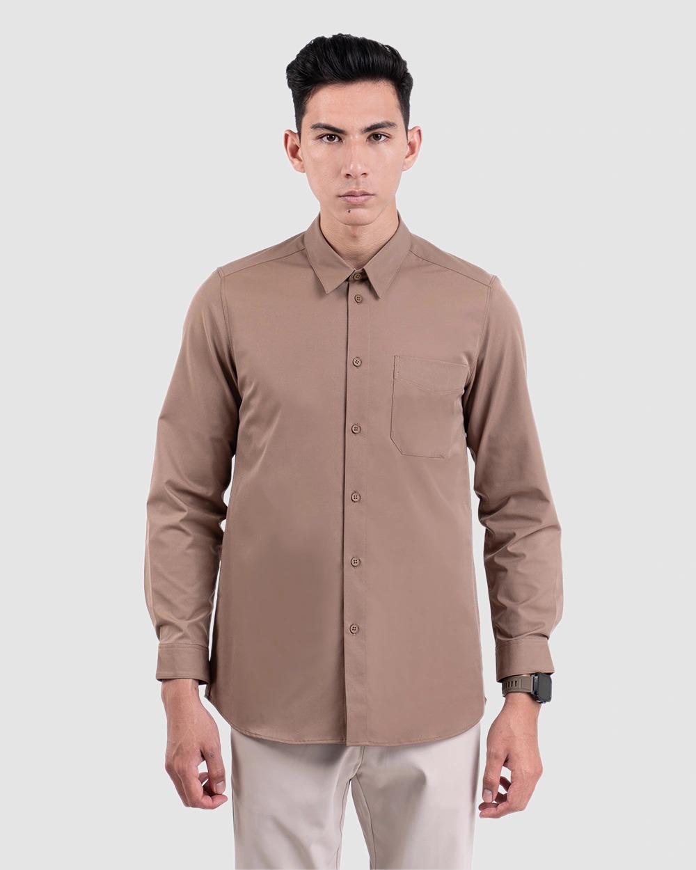 Halyd Stretch Shirt Black, Grey, White, Brown, Navy, Light Grey