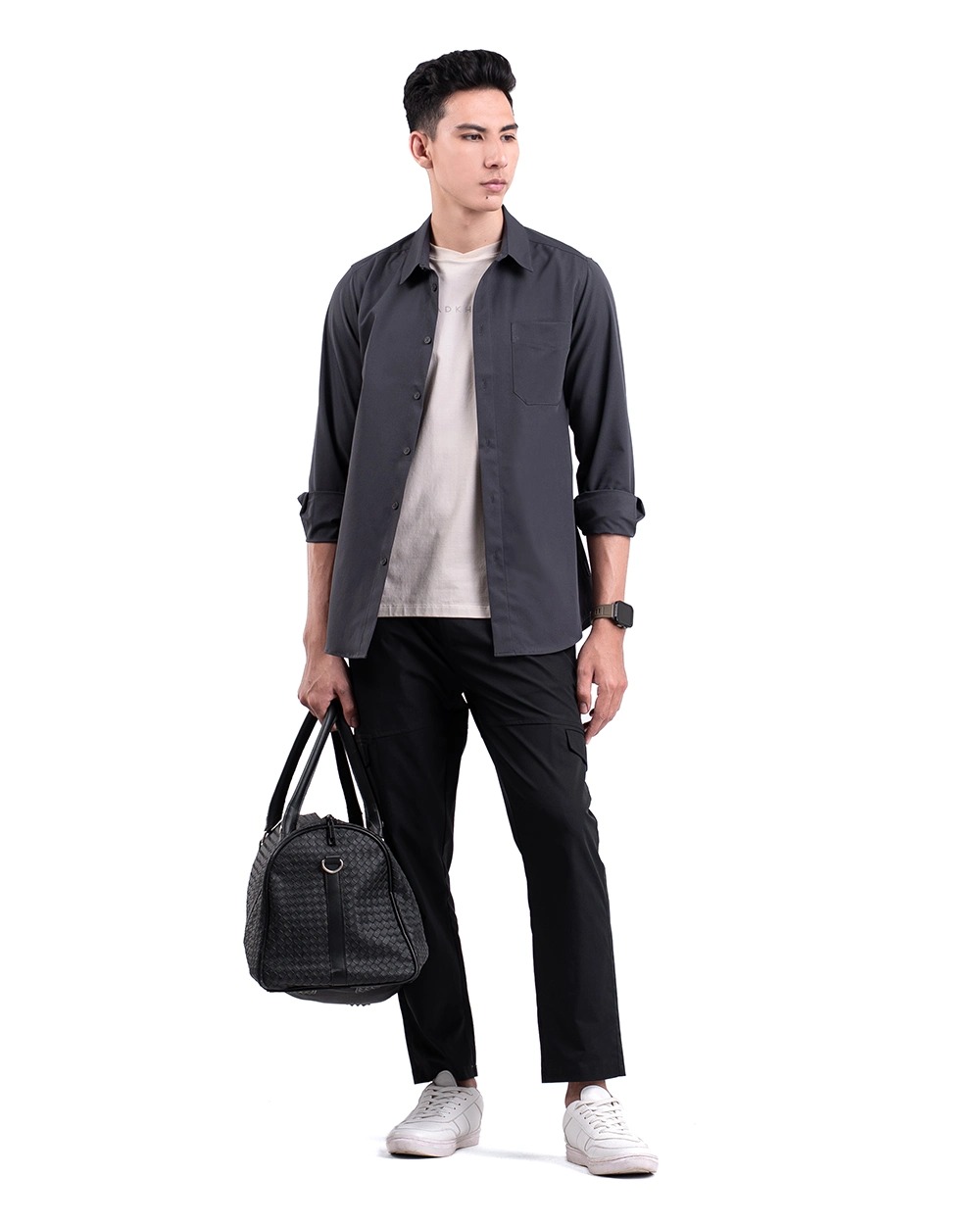 Halyd Stretch Shirt Black, Grey, White, Brown, Navy, Light Grey