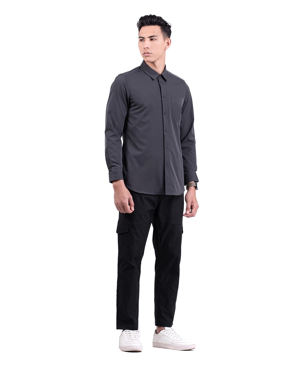 Halyd Stretch Shirt Black, Grey, White, Brown, Navy, Light Grey