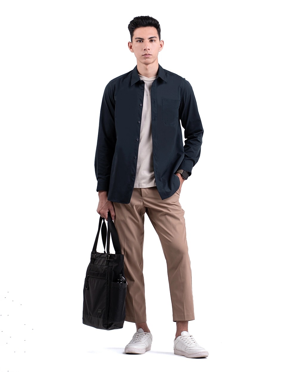 Halyd Stretch Shirt Black, Grey, White, Brown, Navy, Light Grey
