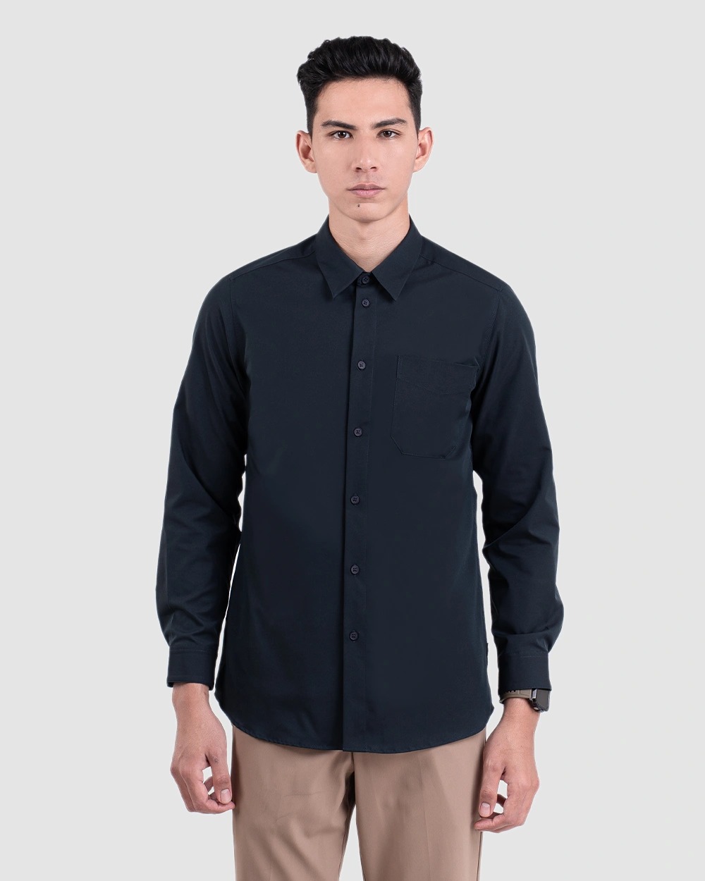 Halyd Stretch Shirt Black, Grey, White, Brown, Navy, Light Grey