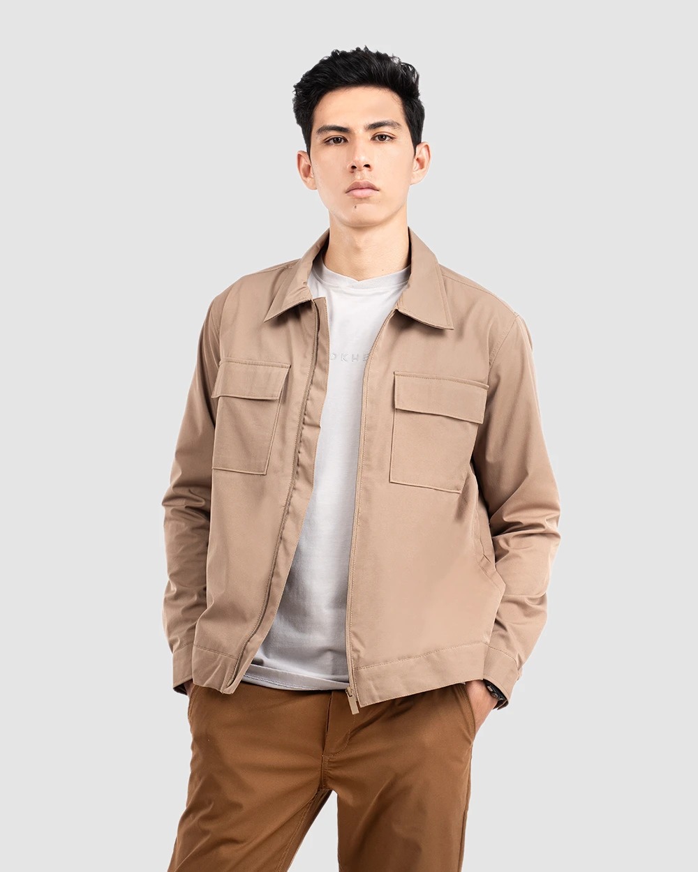 Uthman 3.0 Utility Stretch Jacket Light Grey, Black, dan Golden Brown