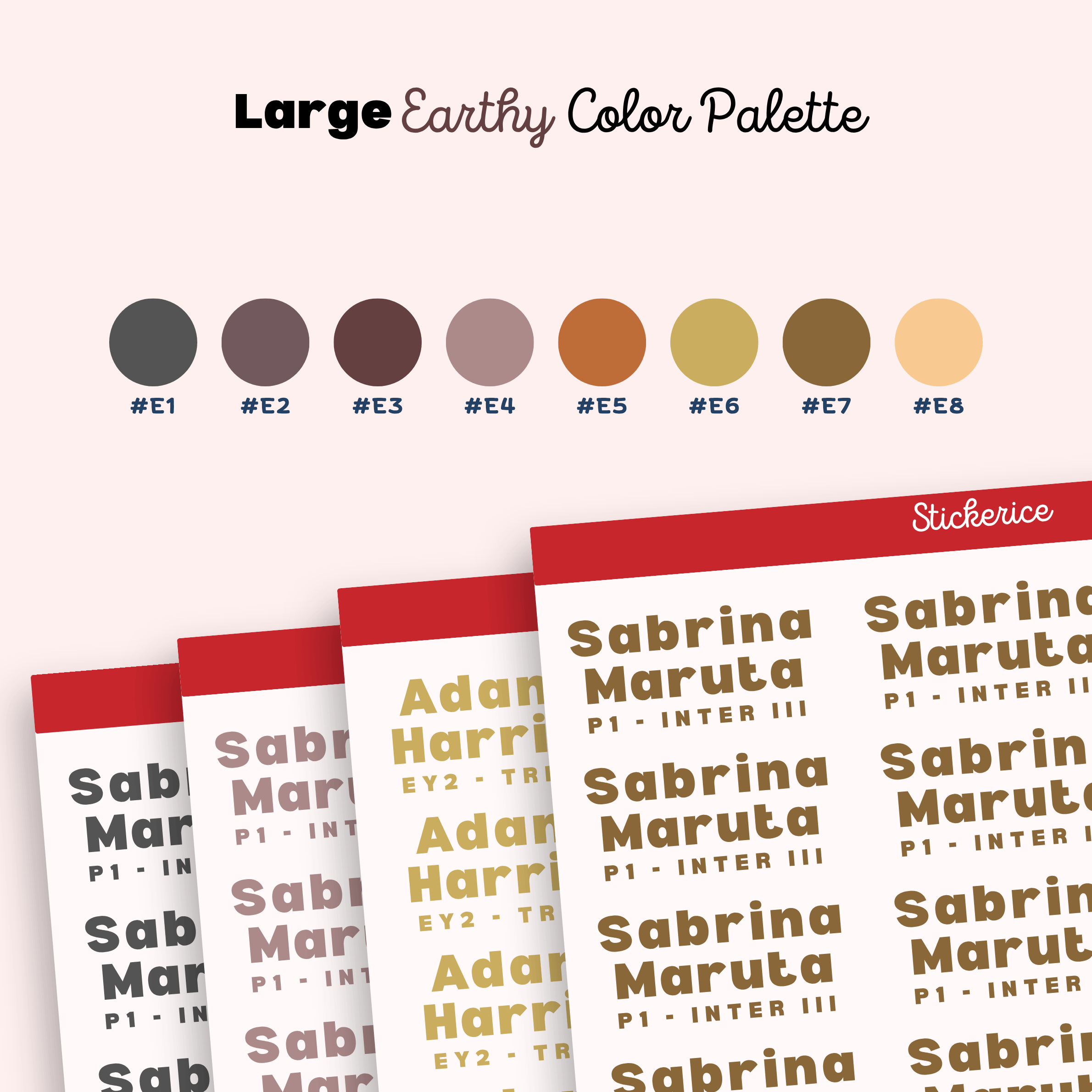 LARGE Earthy Color Name and Class Label Stickers